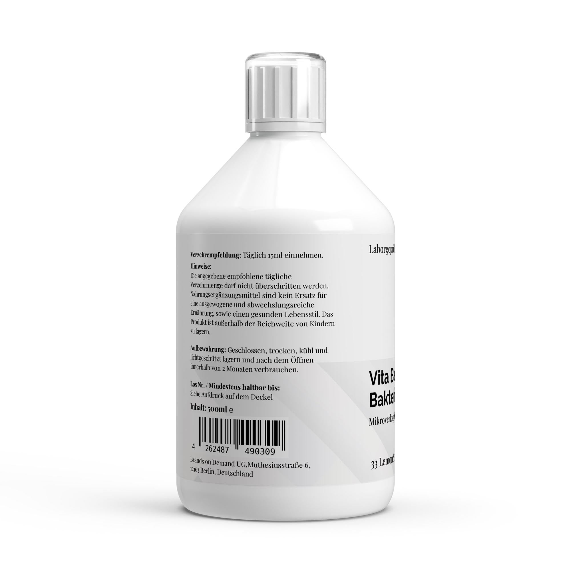Vita Balance PLUS+ Bacterial Cultures - 33 vegan Lemon Shots - 500ml