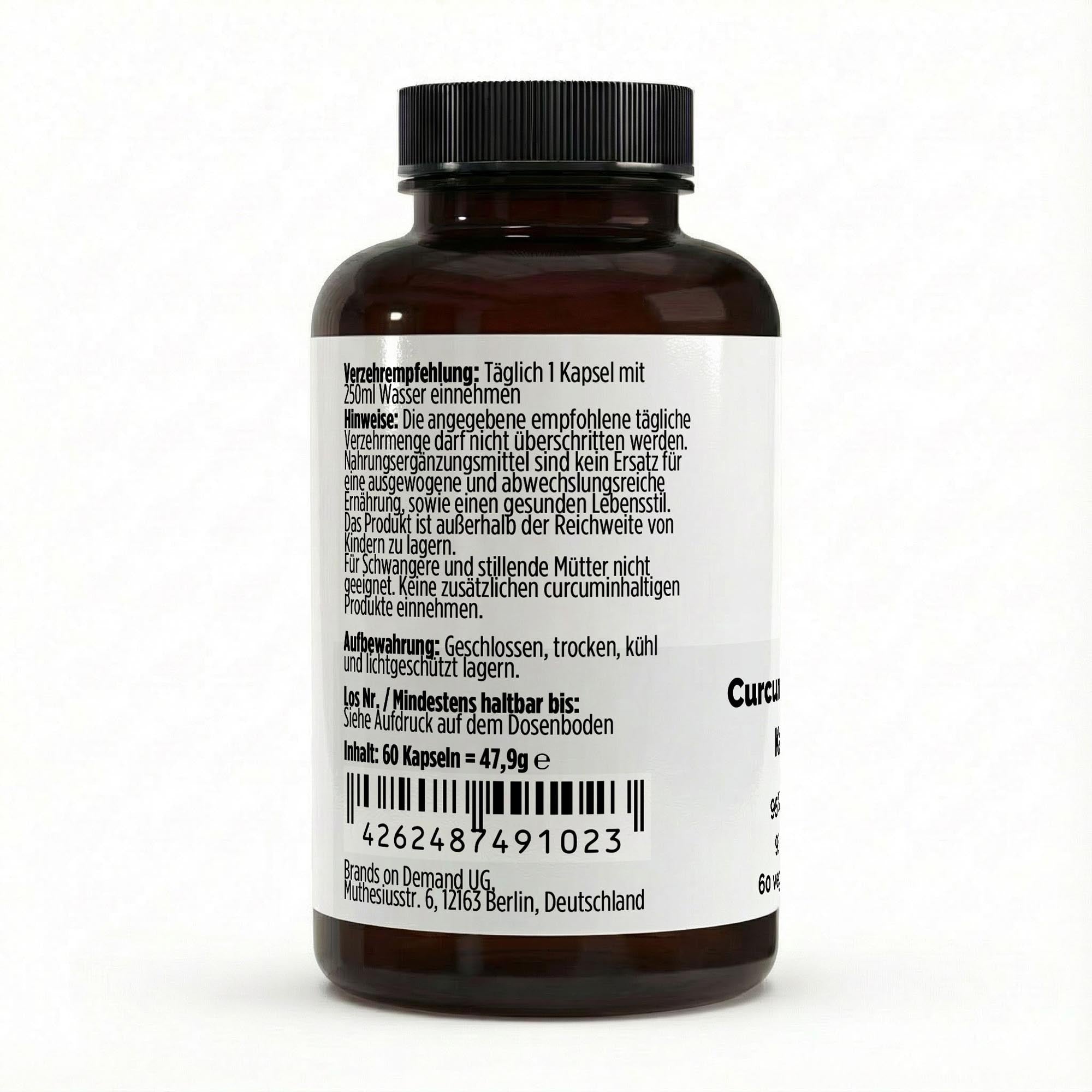 Turmeric (95% Curcumin) + Piperine - 60 vegan capsules